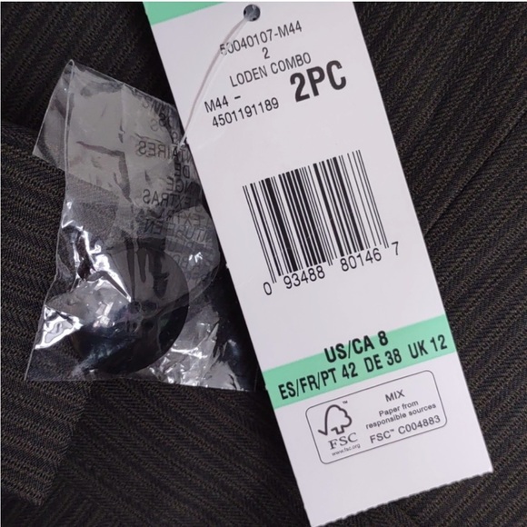 Le Suit Two-Button Pinstripe Pantsuit 2 Pc Set Loden Combo Size 8 - Picture 7 of 10